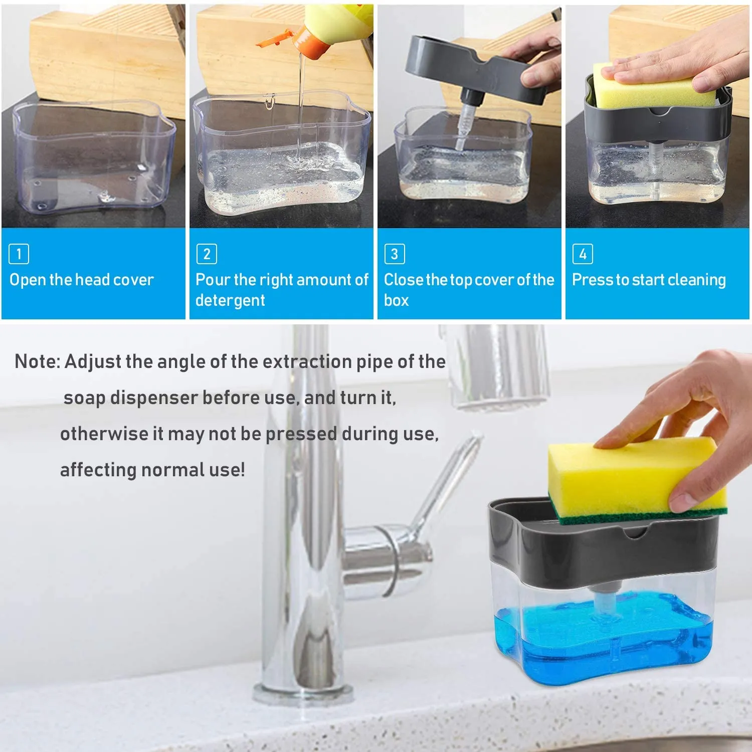 1264 2-in-1 Liquid Soap Dispenser on Countertop with Sponge Holder