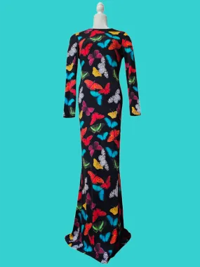 Alice and Olivia Pre-owned Rosaria Butterfly Print Maxi Dress Petite Tall