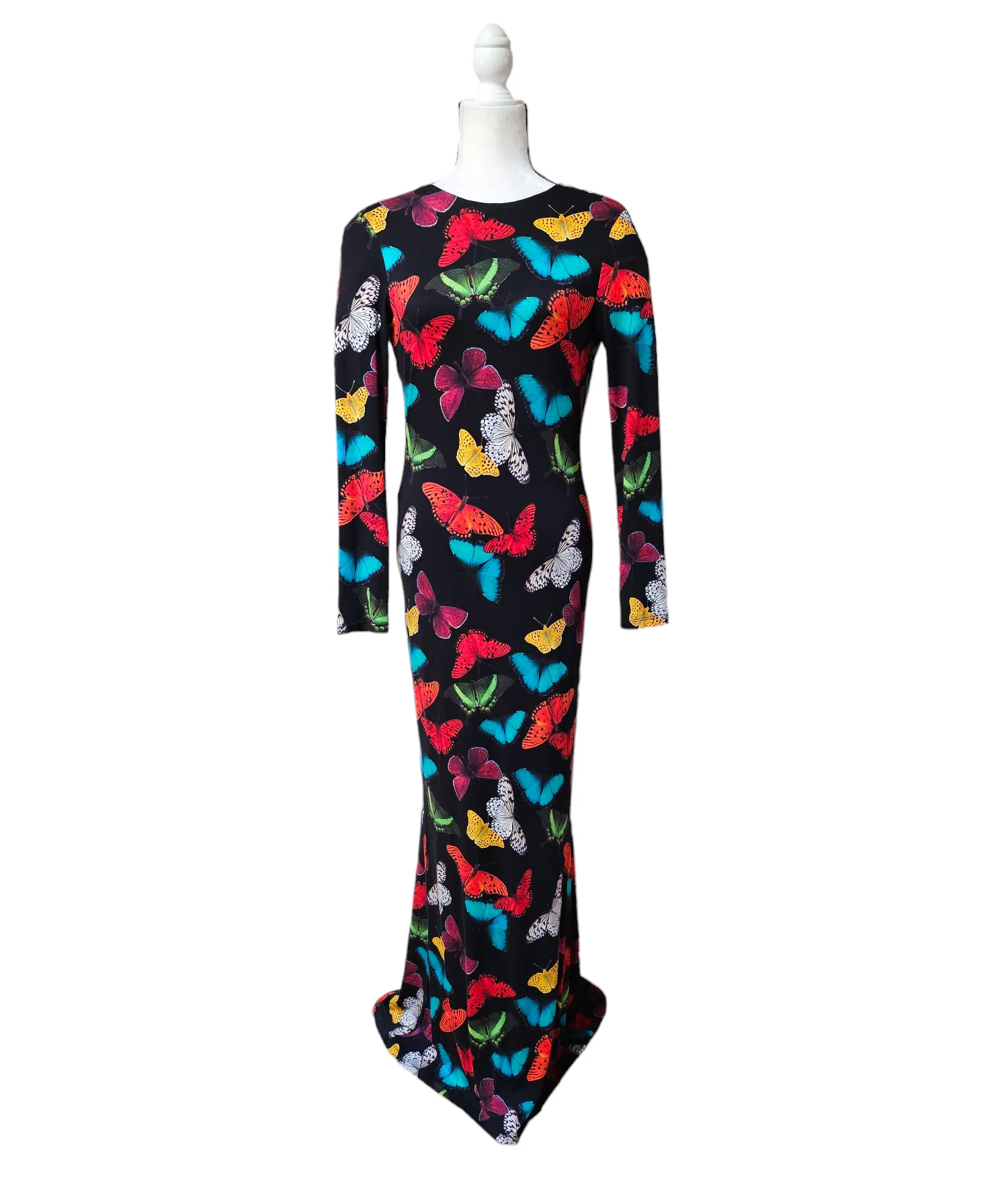 Alice and Olivia Pre-owned Rosaria Butterfly Print Maxi Dress Petite Tall