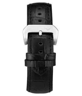 Alligator Embossed Black Leather 24mm Strap