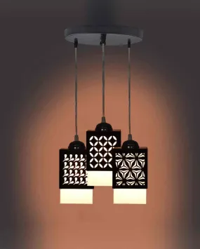 Ambiental 3 Lights Hallway Wooden Pendant Ceiling Lamp | 5 x 6 x 32 inches