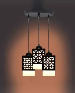 Artesanía Wooden 3 Lights Pendant Hallway Ceiling Lamp | 5 x 6 x 32 inches