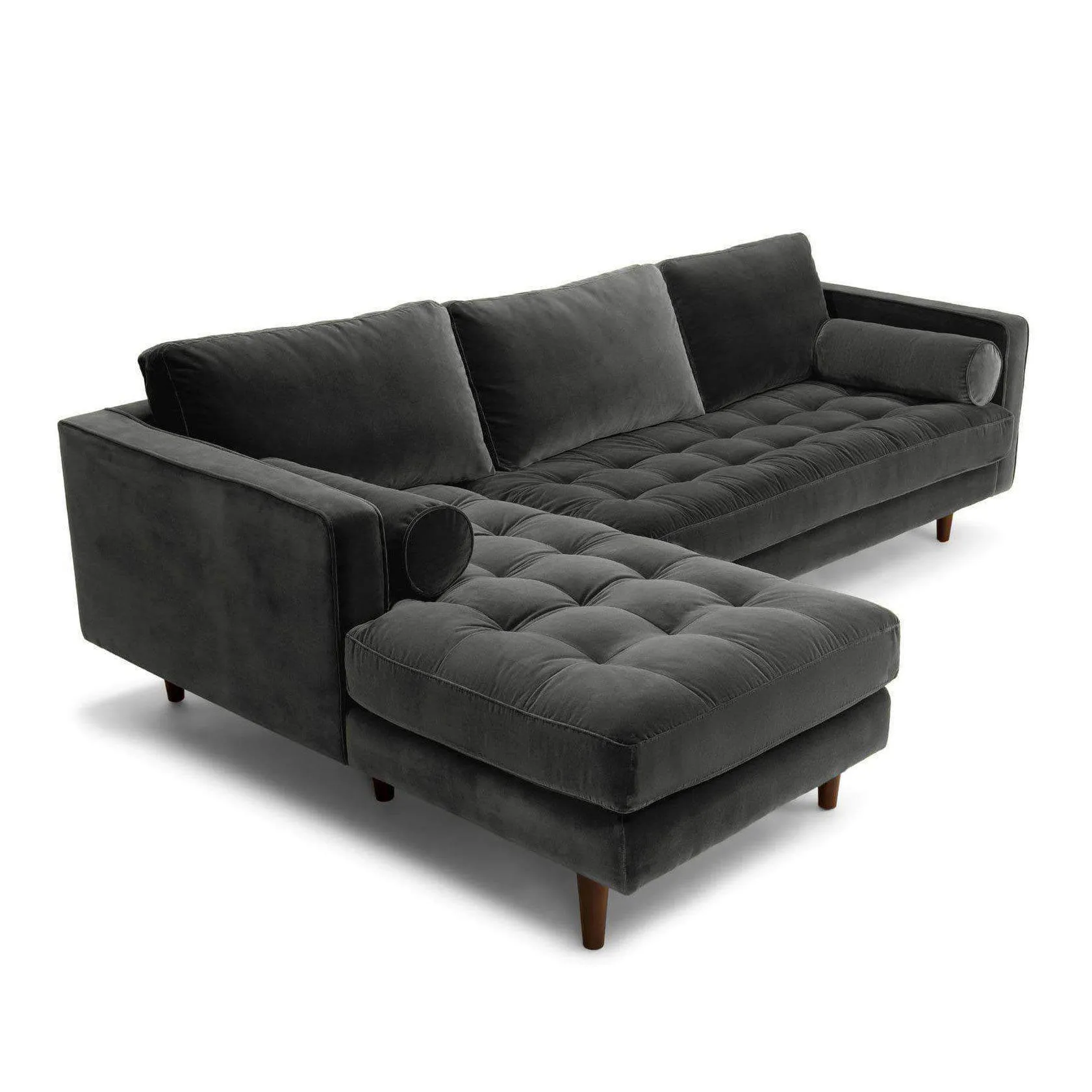 Ashla L-Shape Grey Velvet Fabric Sofa