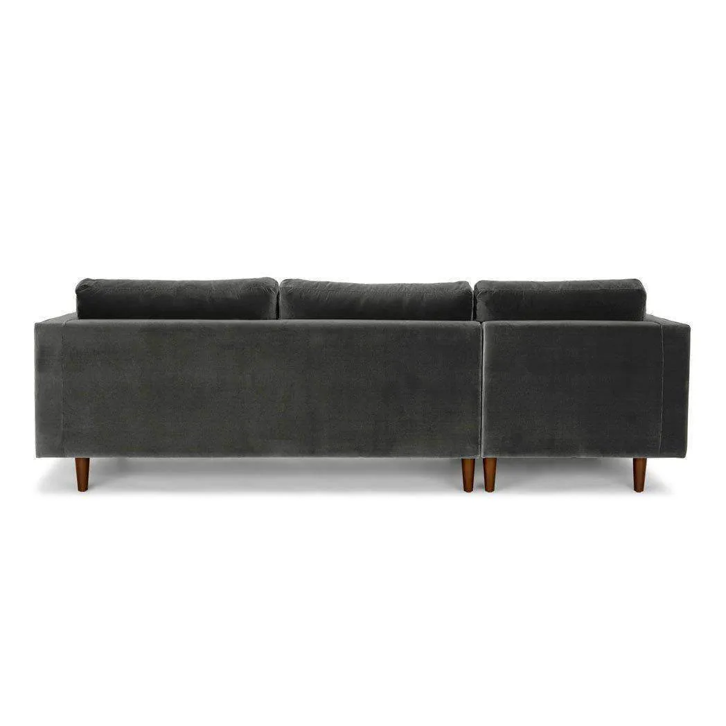 Ashla L-Shape Grey Velvet Fabric Sofa