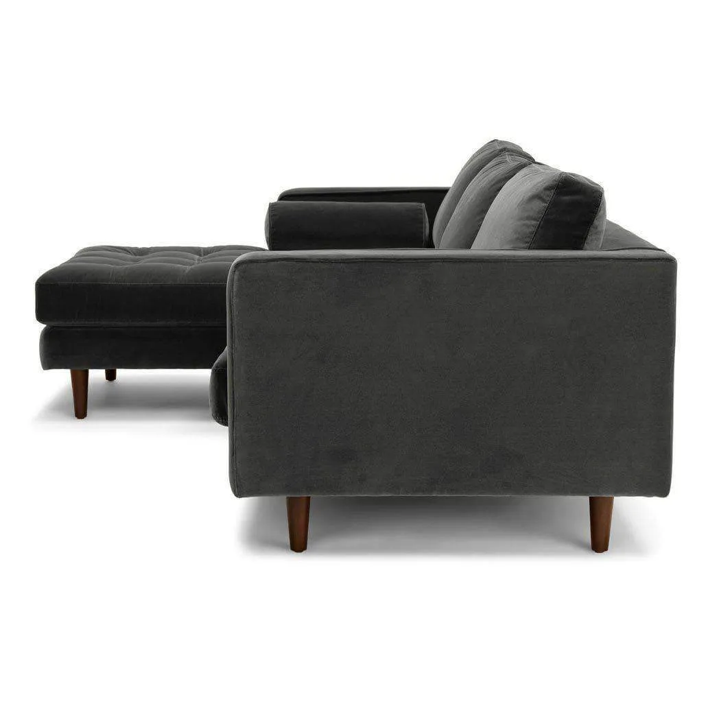 Ashla L-Shape Grey Velvet Fabric Sofa