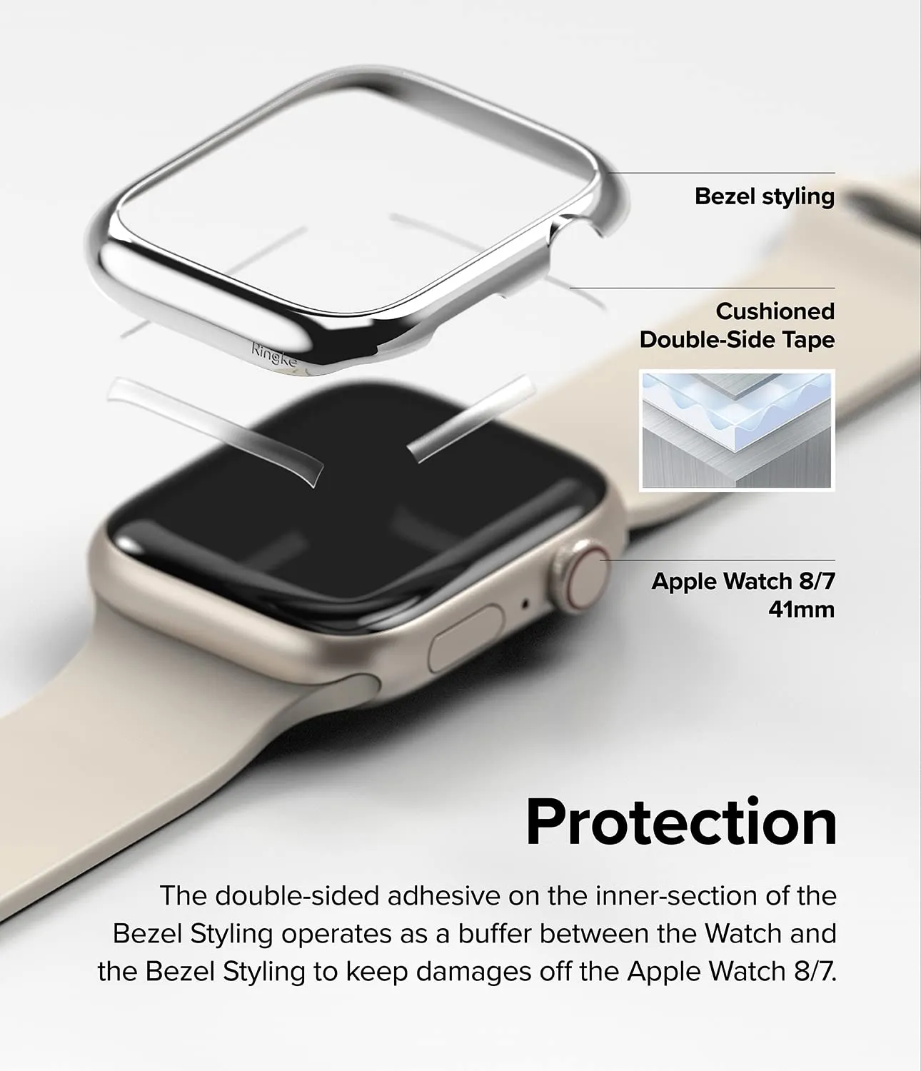 Bezel Styling Compatible with Apple Watch 7 41mm - Silver (41-01)