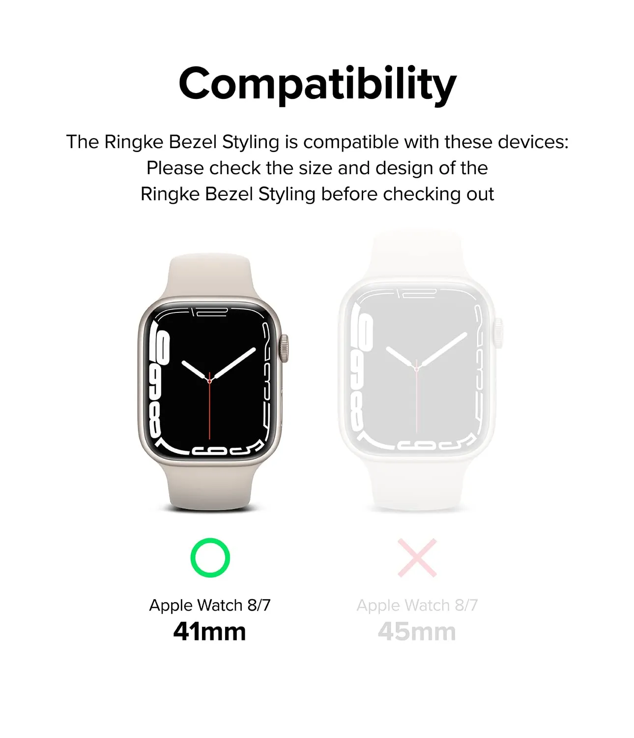 Bezel Styling Compatible with Apple Watch 7 41mm - Silver (41-01)