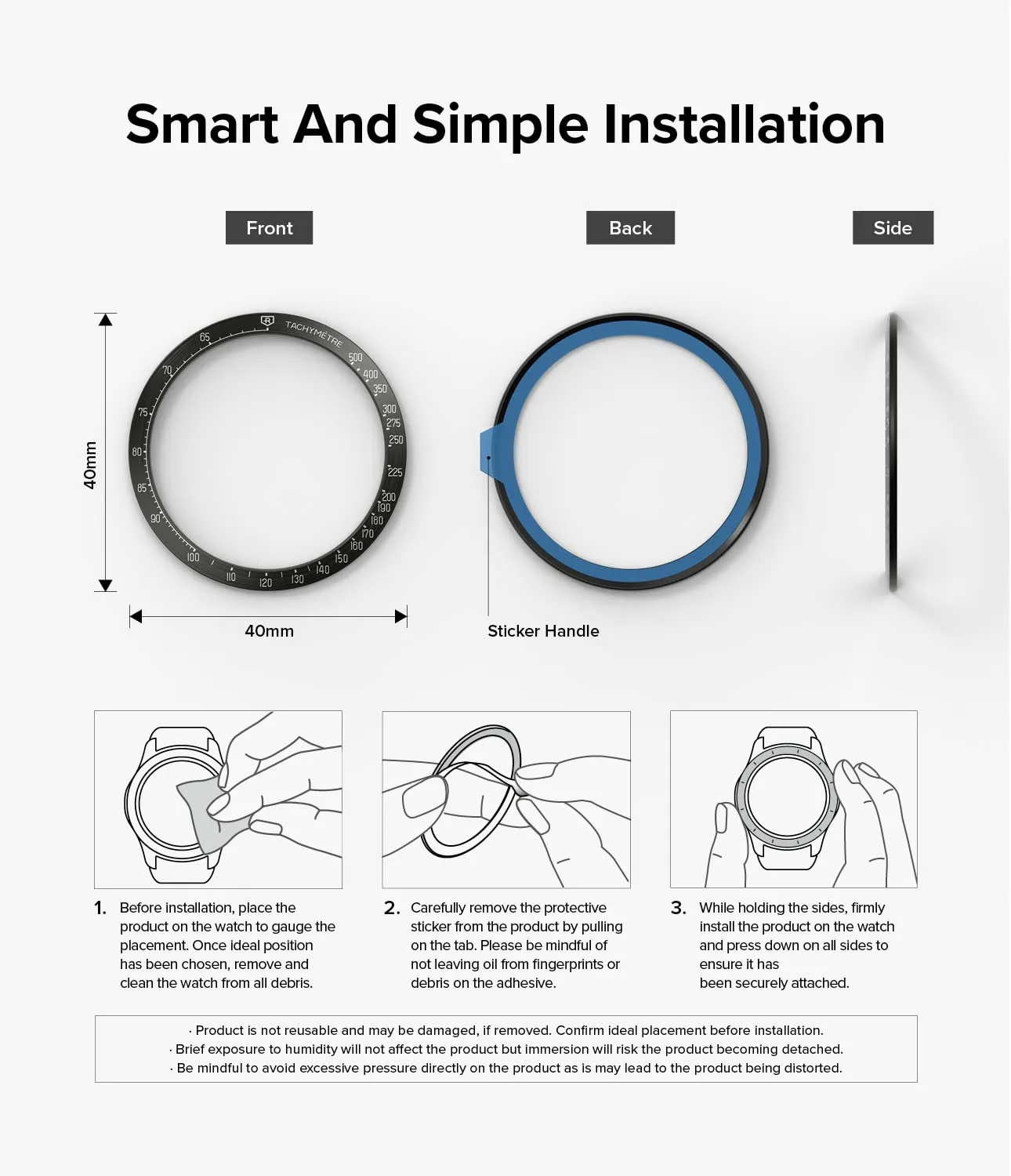 Bezel Styling Compatible with Samsung Galaxy Watch 4 40mm - Black [40-03]