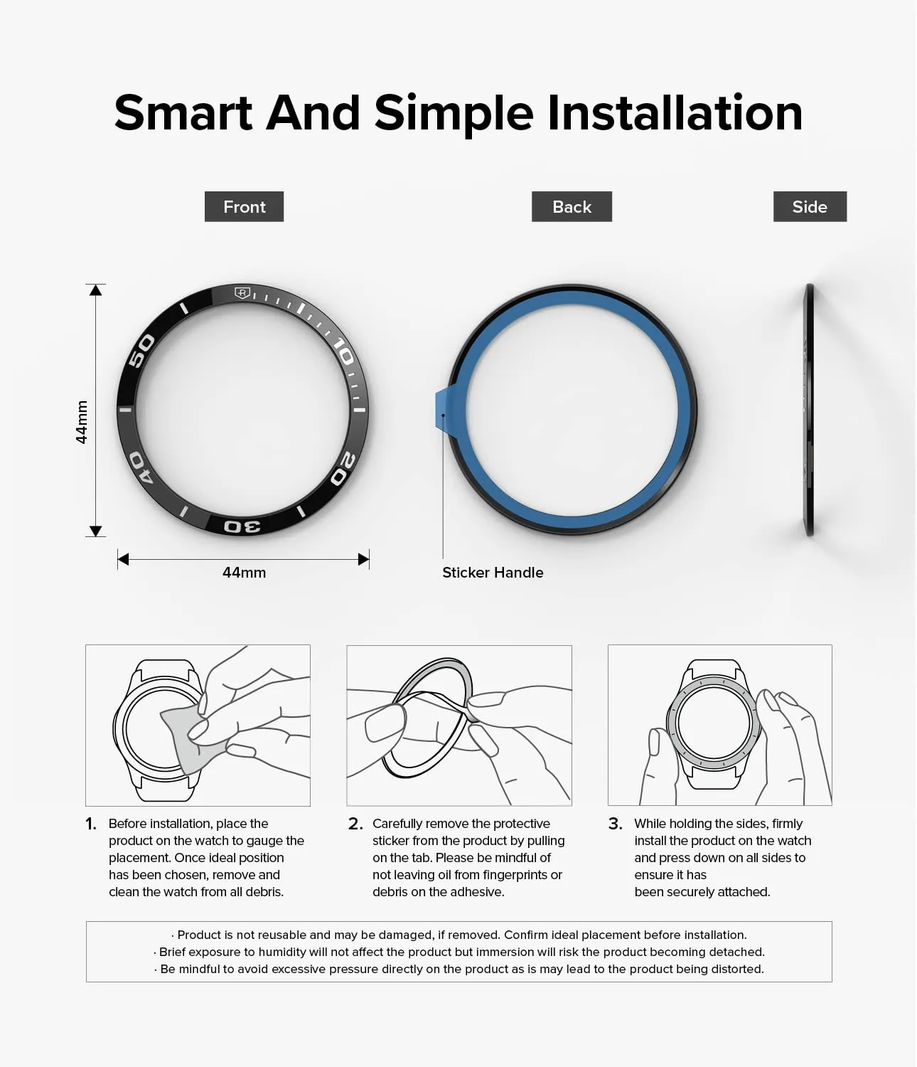 Bezel Styling Compatible with Samsung Galaxy Watch 4 44mm - Black [44-02]