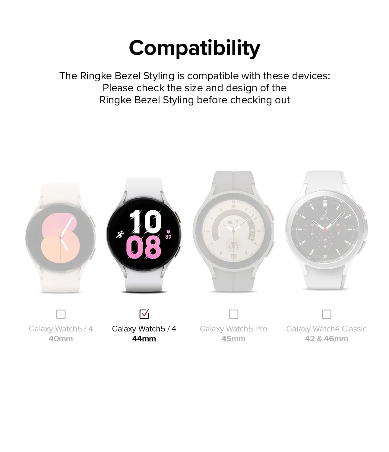 Bezel Styling Compatible with Samsung Galaxy Watch 4 44mm -  Black [44-03]