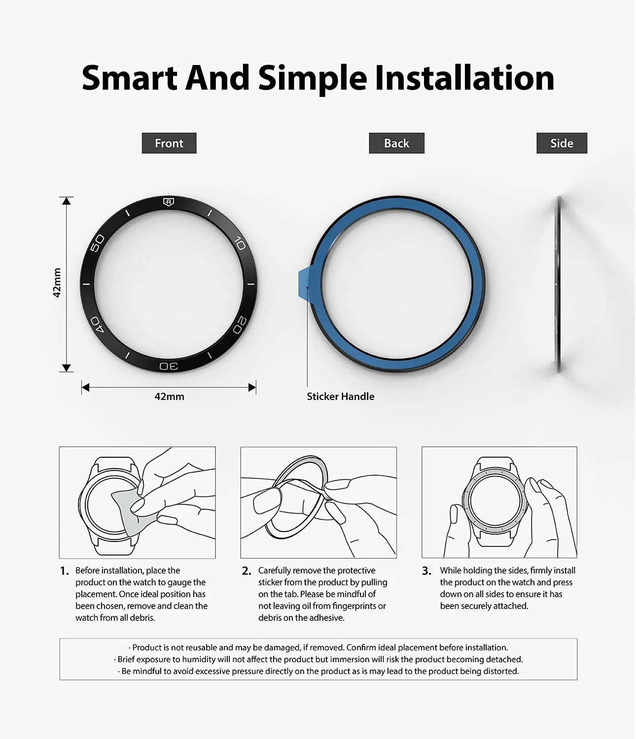 Bezel Styling Compatible with Samsung Galaxy Watch 4 Classic 42mm - Black [42-15]