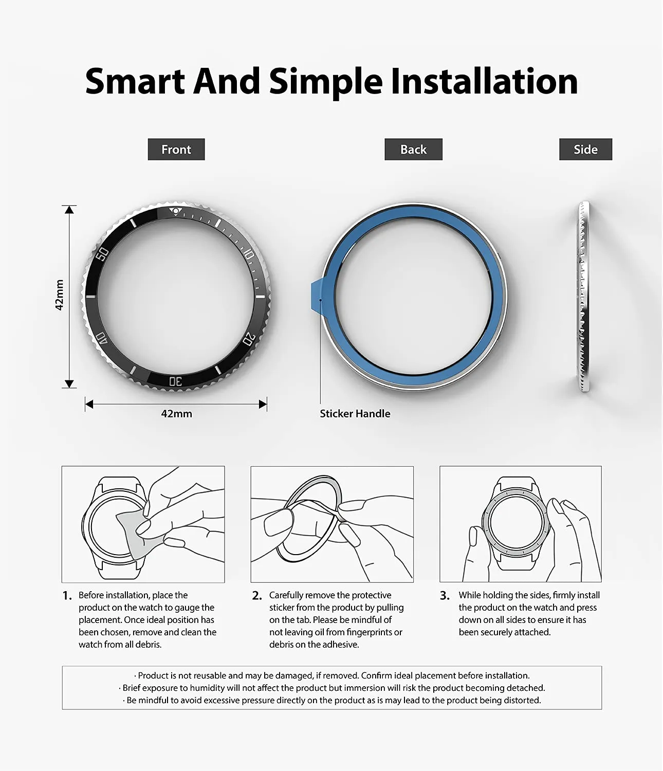 Bezel Styling Compatible with Samsung Galaxy Watch 4 Classic 42mm - Silver & Black [42-80]