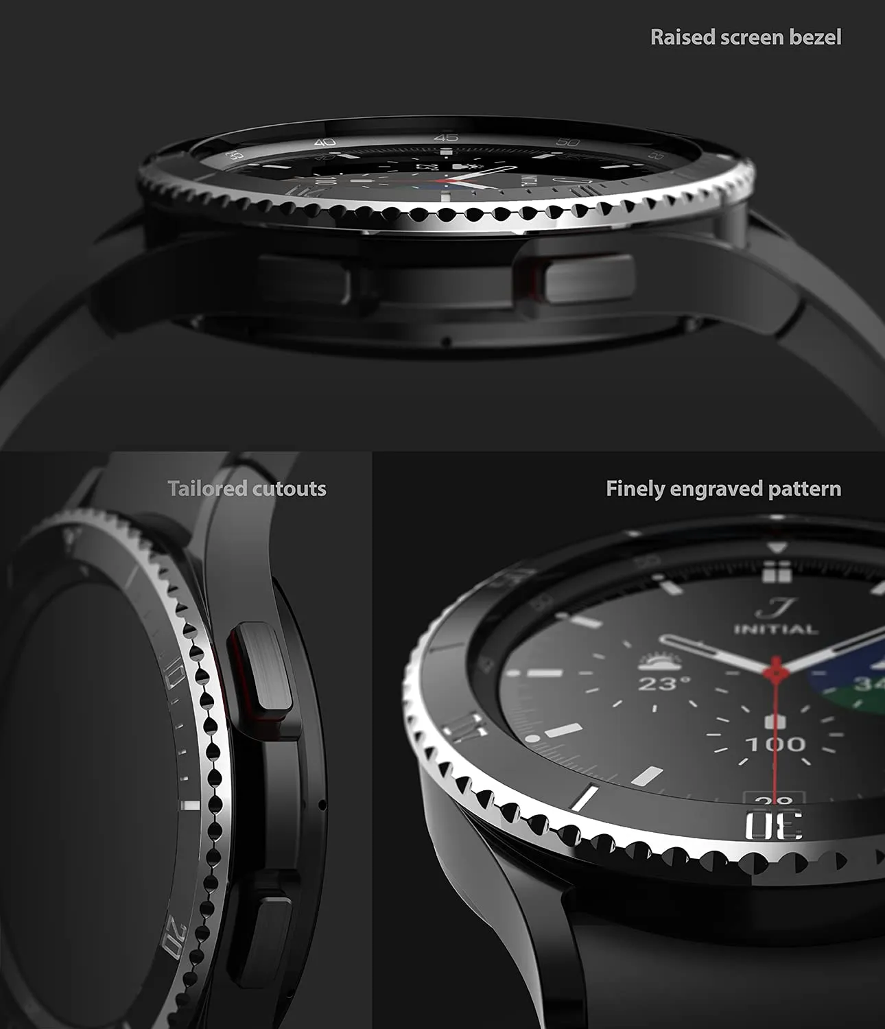 Bezel Styling Compatible with Samsung Galaxy Watch 4 Classic 42mm - Silver & Black [42-80]