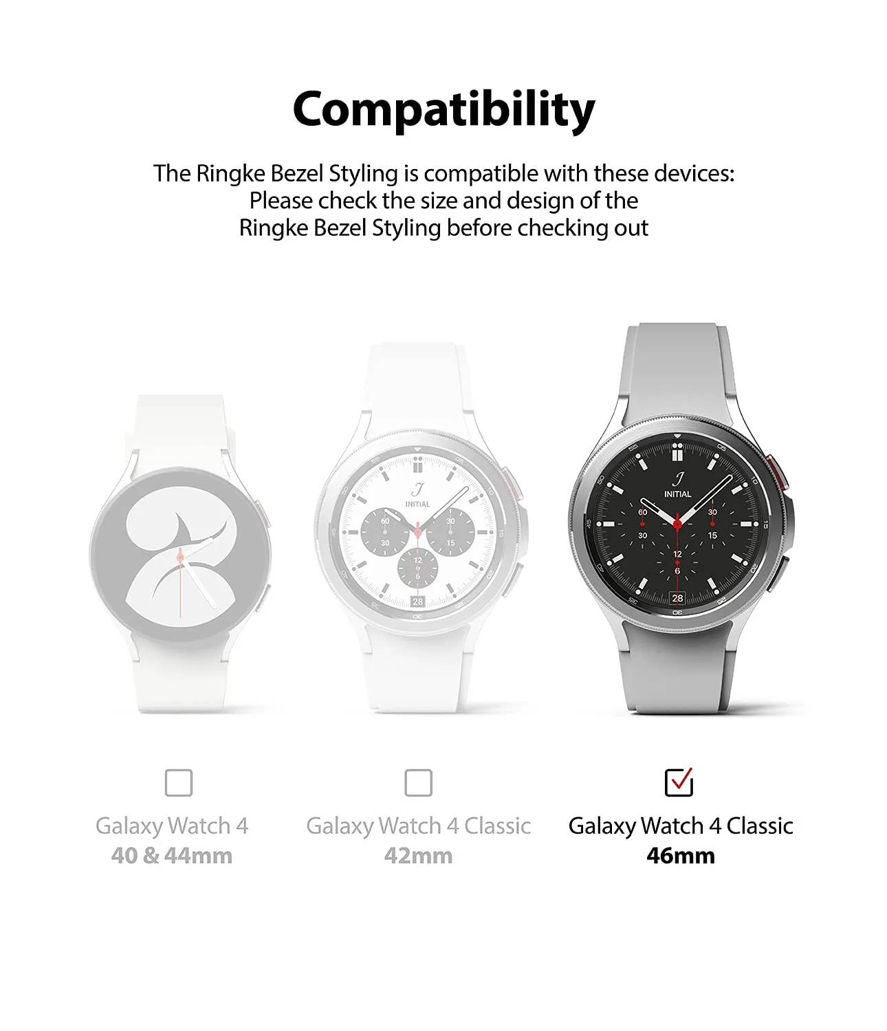 Bezel Styling Compatible with Samsung Galaxy Watch 4 Classic 46mm - Silver & Black [46-85]