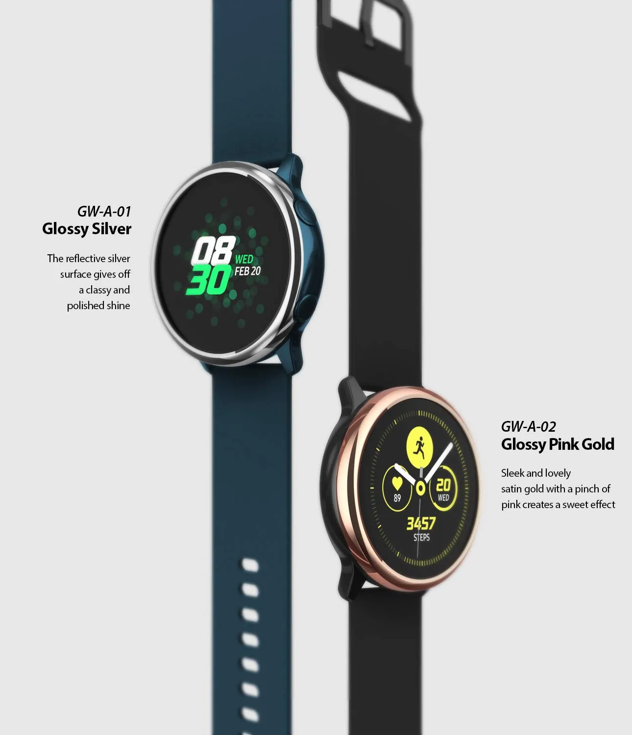 Bezel Styling Cover for Galaxy Watch Active (2019) -  Glossy Silver [Stainless Steel]