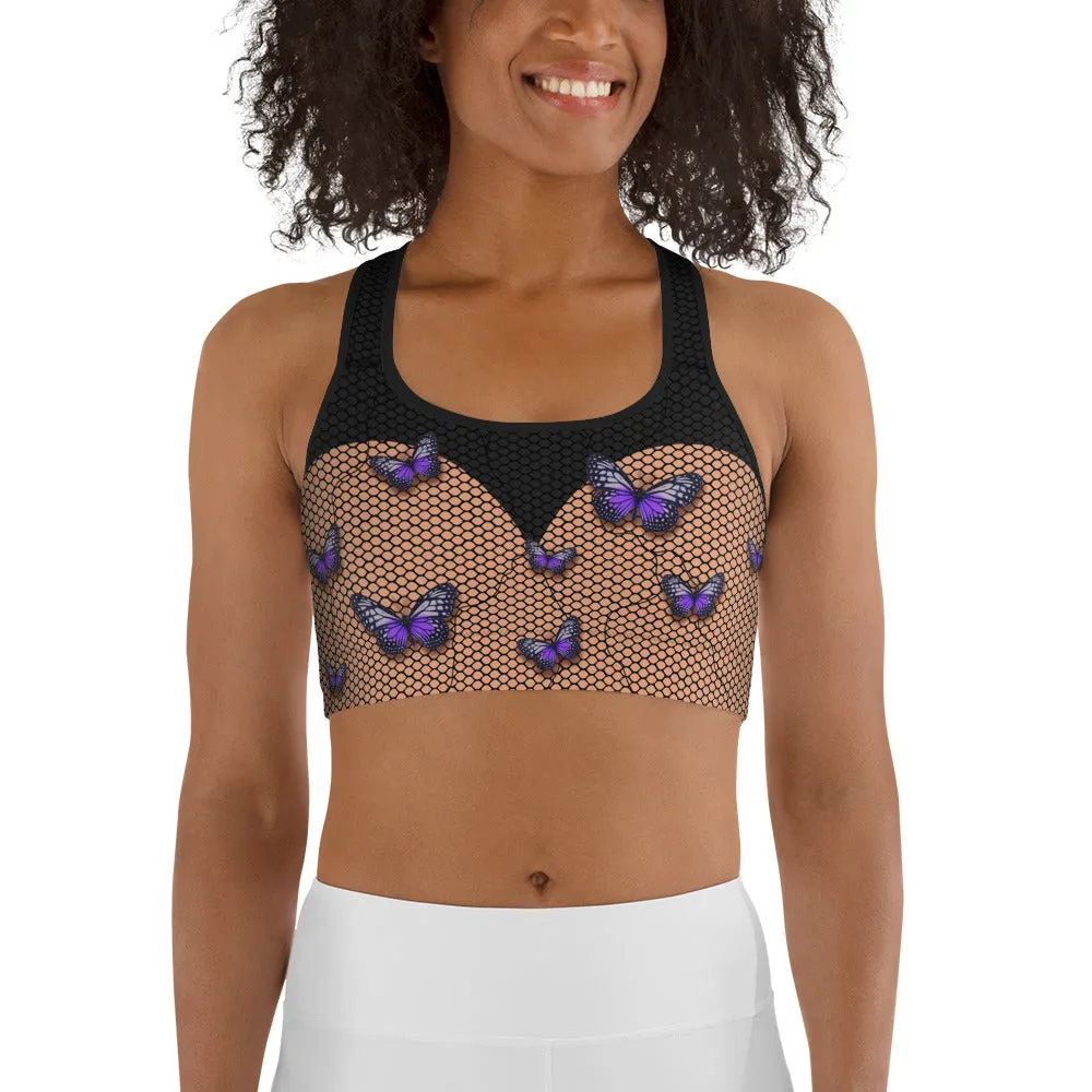 Bold Butterfly Mesh Sports Bra