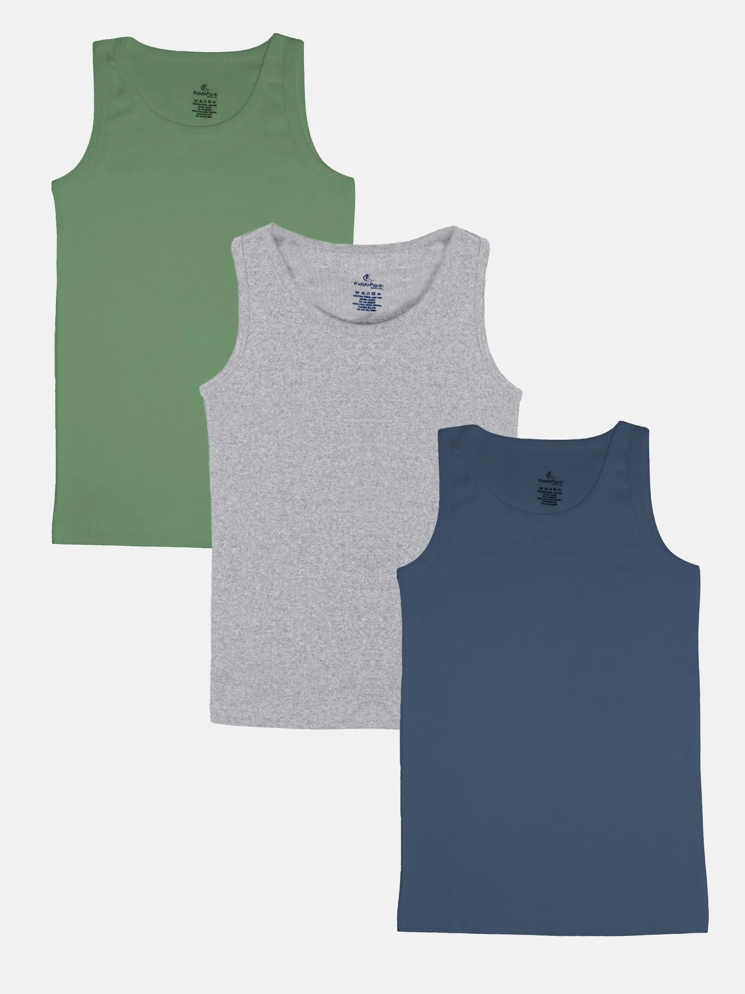 Boys Pack Of 3 Sleeveless Solid Vests