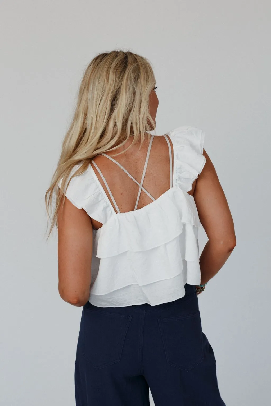 Butterfly Kiss Ruffled Top - Cream