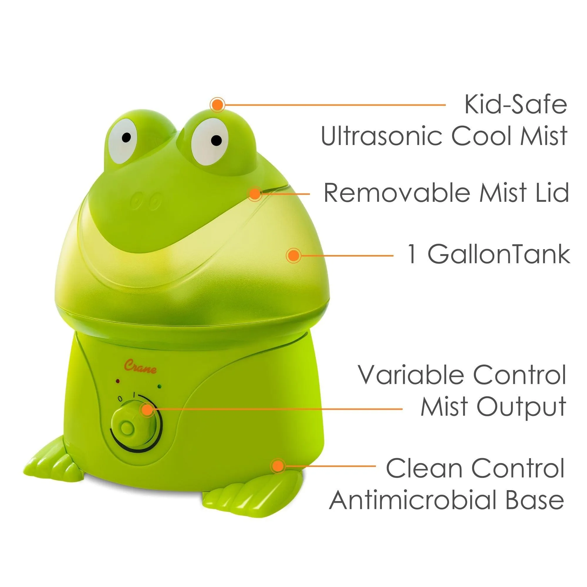 Crane Adorable Ultrasonic Cool Mist Humidifier Frog - 1 Gallon