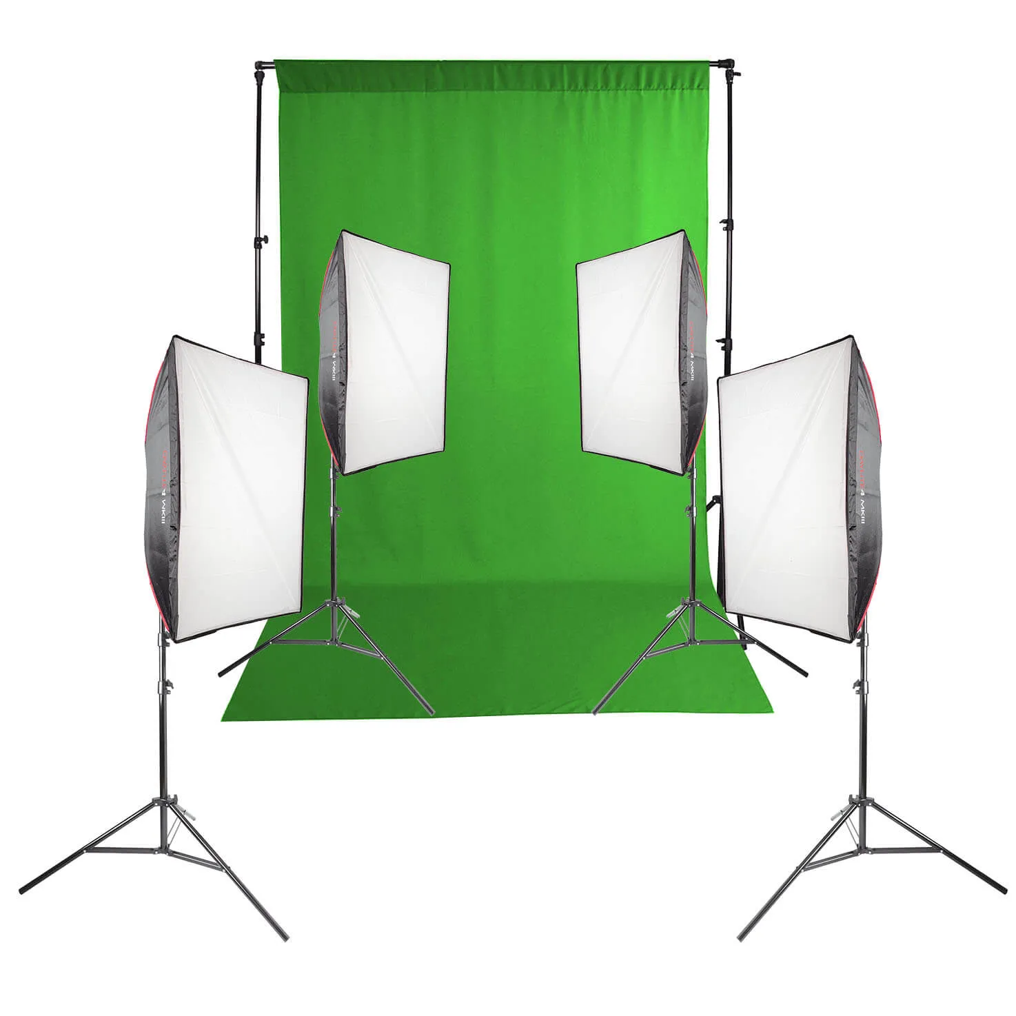 DAYLITE4 MKIII 6800W 4 Softbox Kit with Green Screen Background & Stand