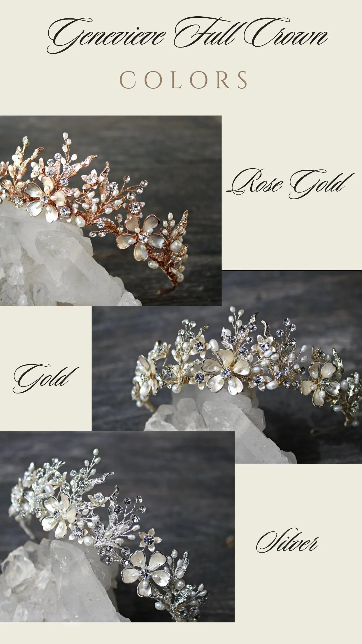 GENEVIEVE Gilded Blossoms Full Bridal Crown