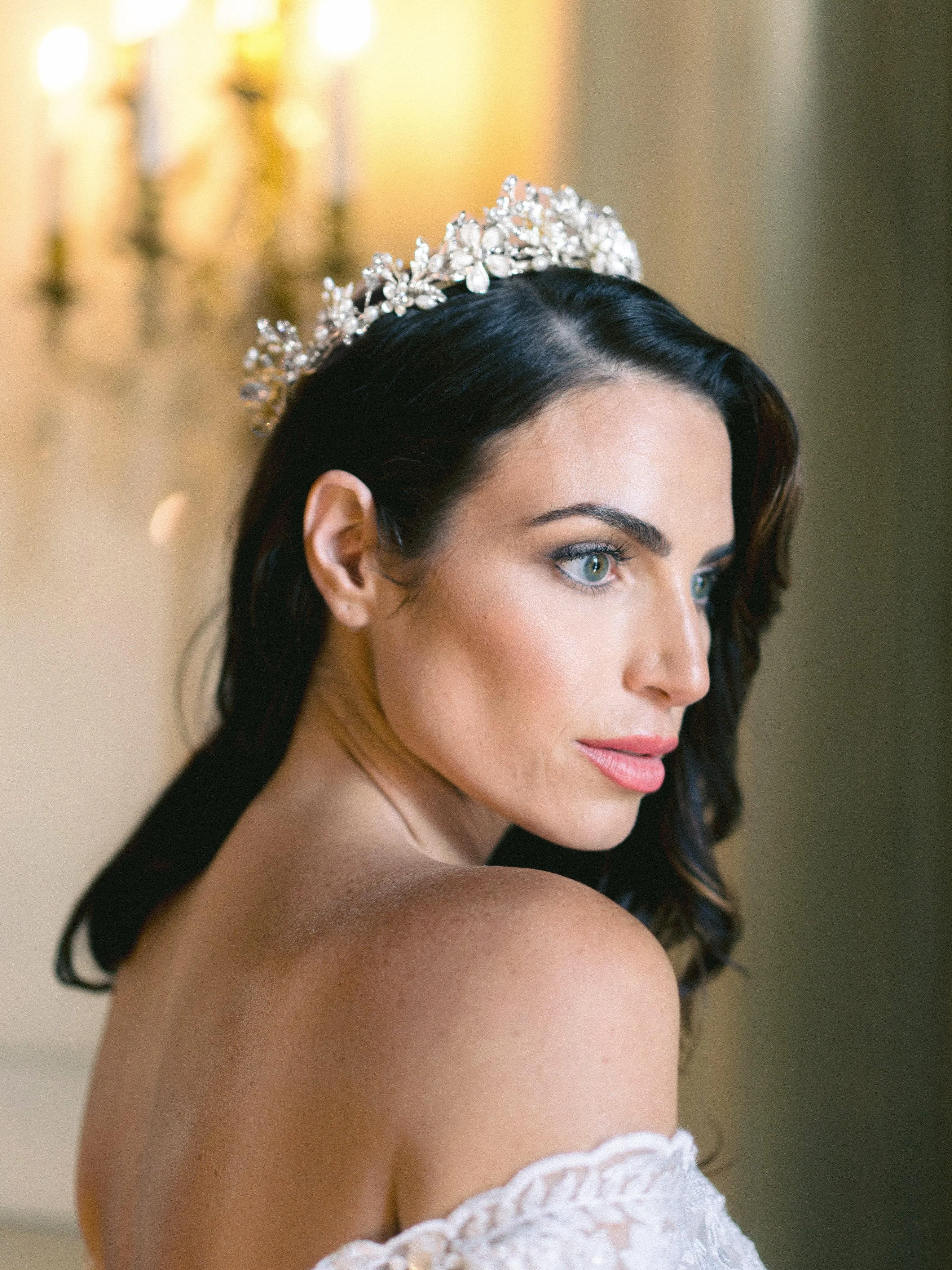 GENEVIEVE Gilded Blossoms Full Bridal Crown