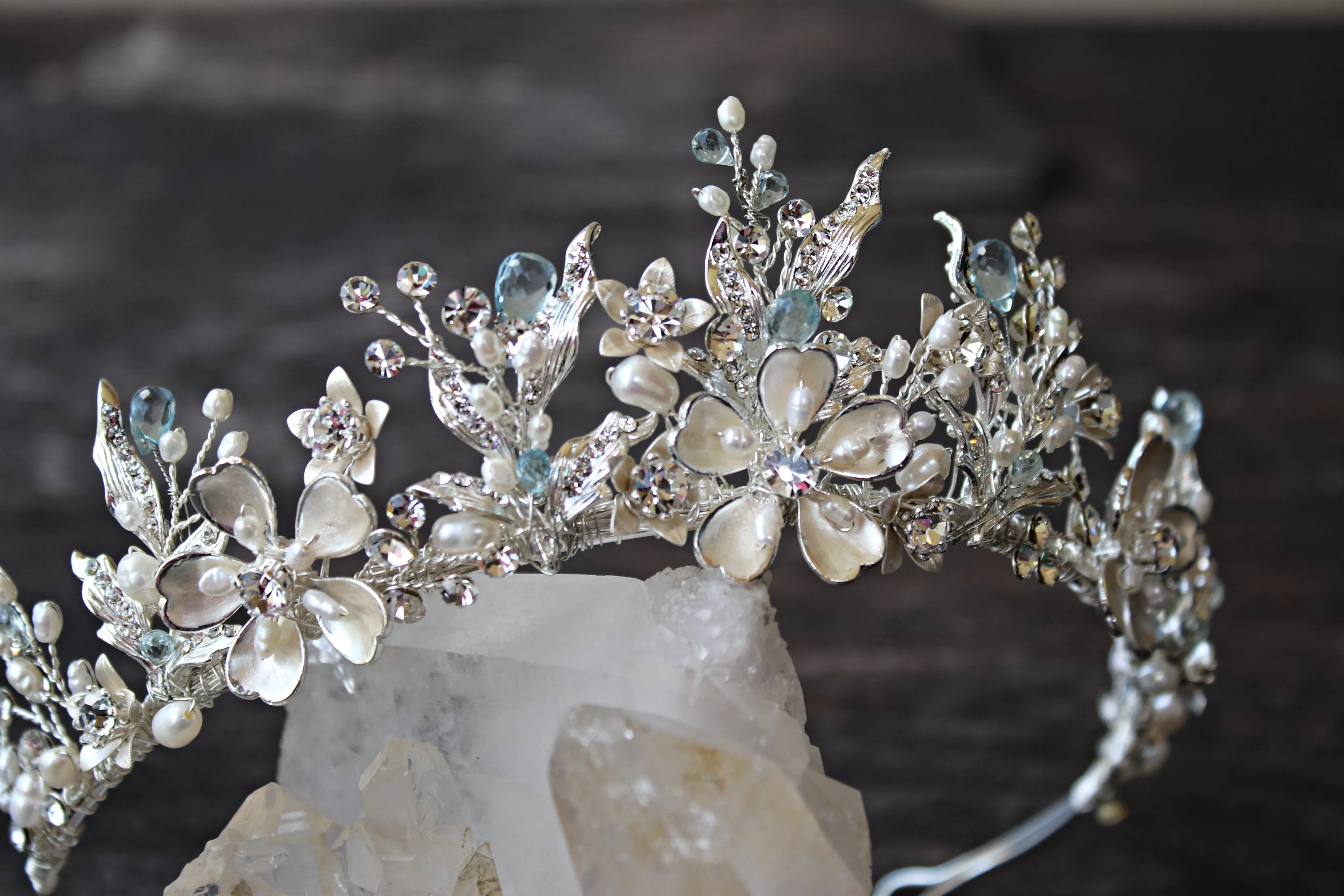 GENEVIEVE Gilded Blossoms Full Bridal Crown