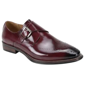 Gio Burgundy Leather Monk Strap Shoes