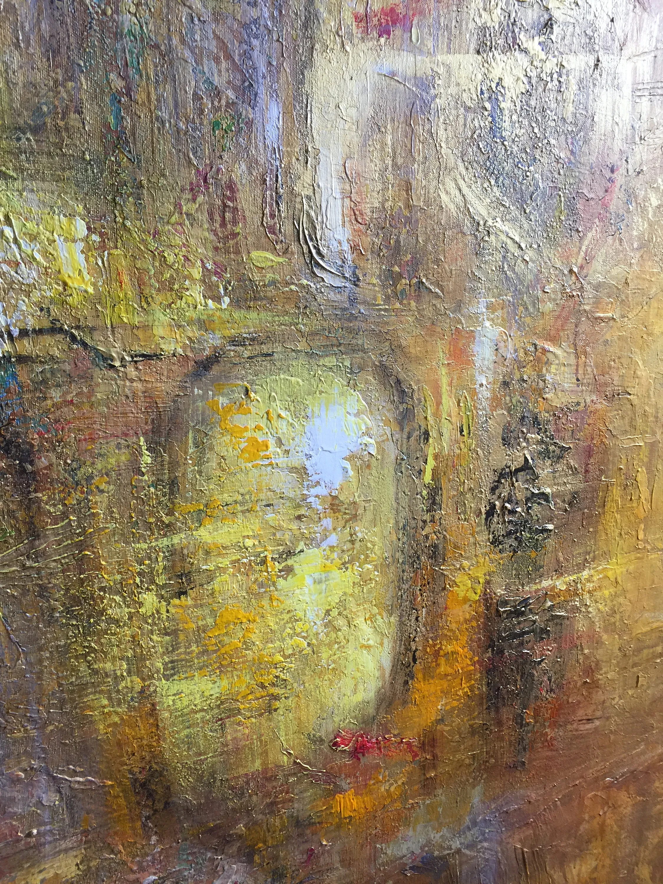 Gold Yellow Painting Contemporary Art Abstract Acrylic Painting  Ap046