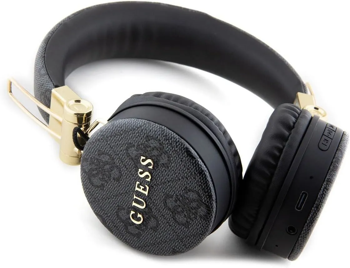 Guess Wireless Headphones 4G PU Leather with Metal Logo Black - GUBH704GEMK