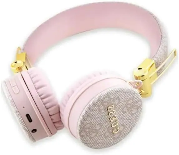 Guess Wireless Headphones 4G PU Leather with Metal Logo Pink - GUBH704GEMP