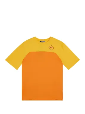 Mesh blocked T-shirt / Russet Orange