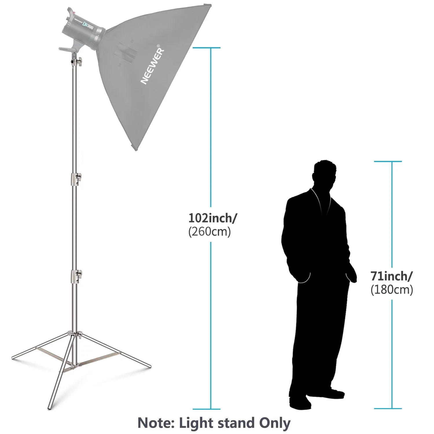 NEEWER 260cm Stainless Steel Photography Light Stand