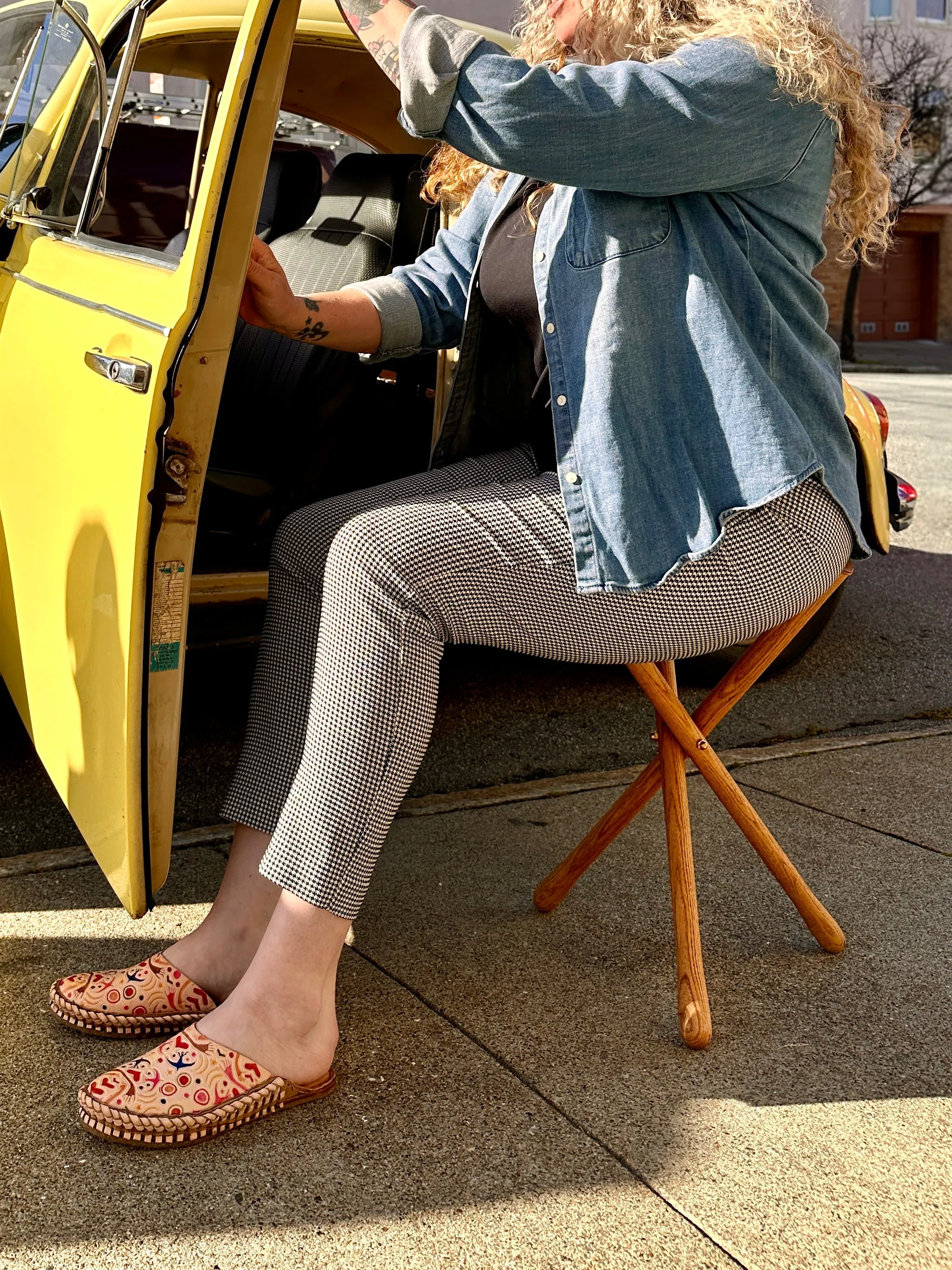 Pieced Leather Stool