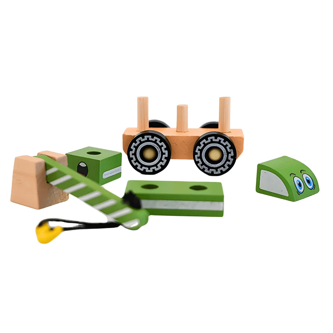 Small Wooden Play Kids Toys-Crane Truck