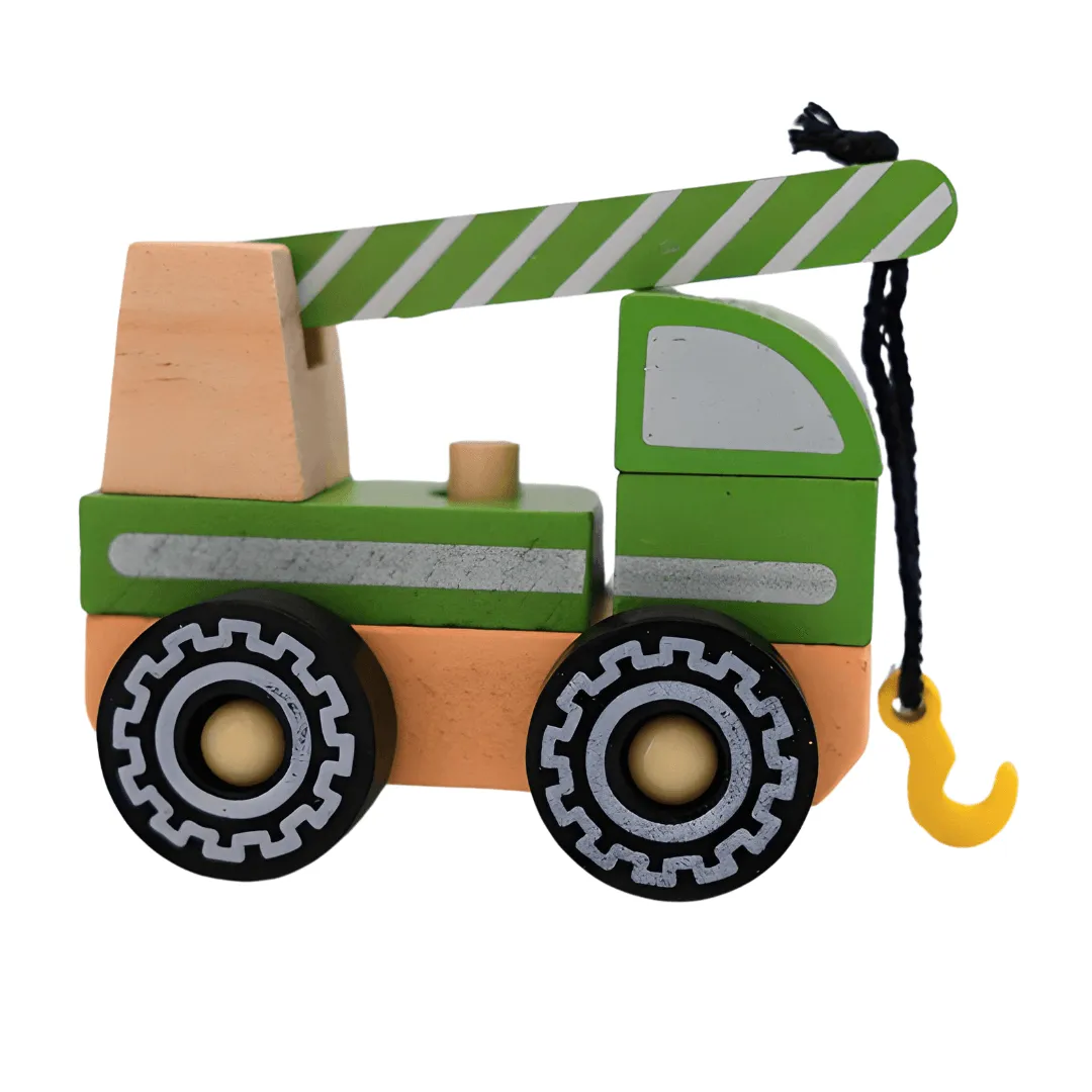 Small Wooden Play Kids Toys-Crane Truck