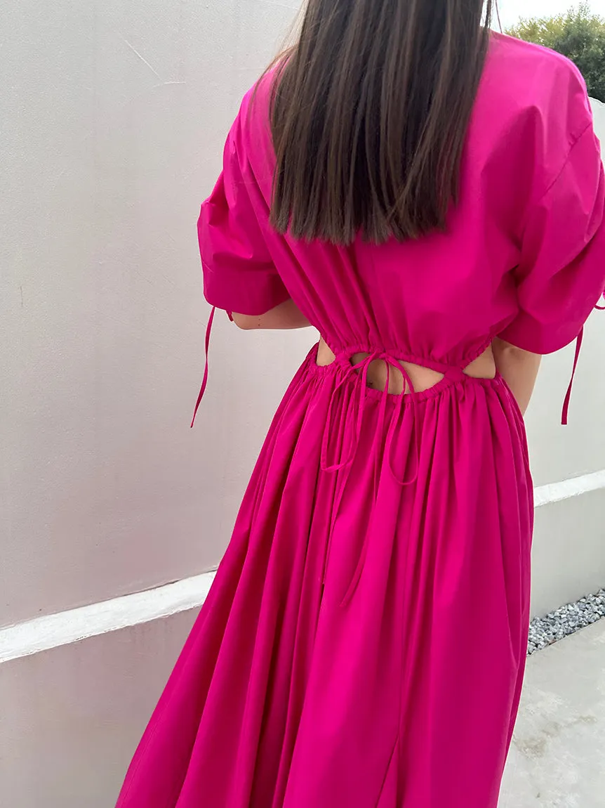 Sustainable Back Slit Maxi Shirt Dress