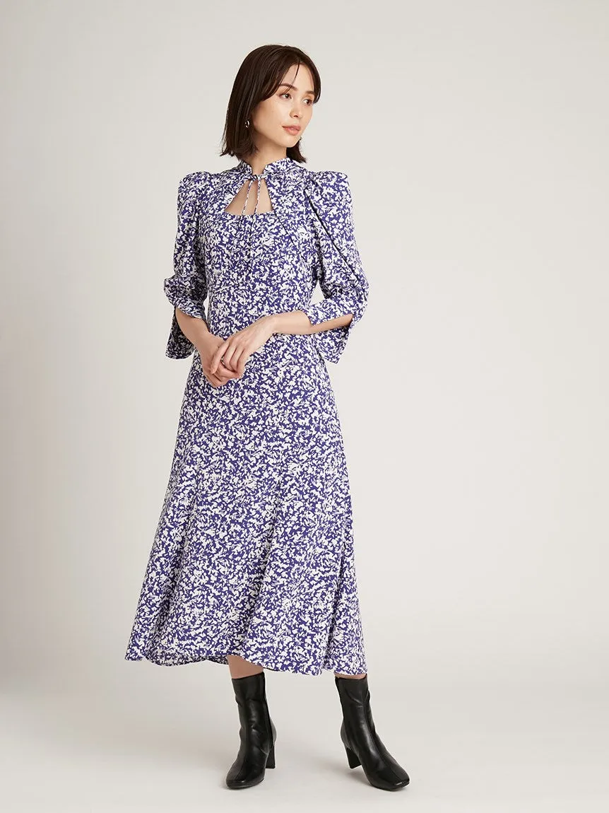 Sustainable Decollete Puff Sleeve Maxi Dress