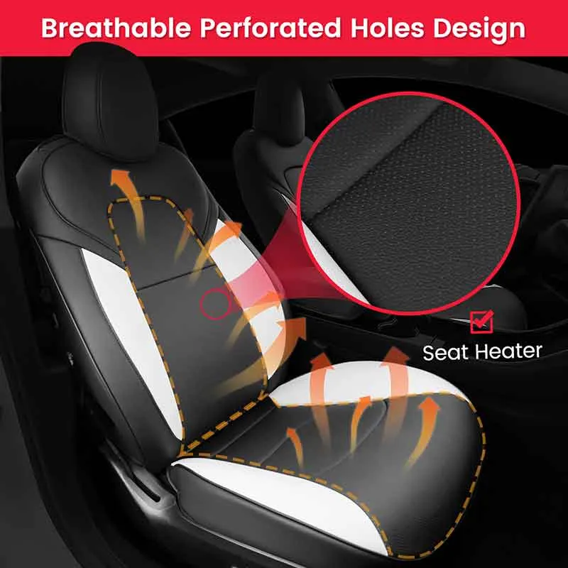 TAPTES® Black & White Color Combo Leather Seat Covers for Tesla Model 3