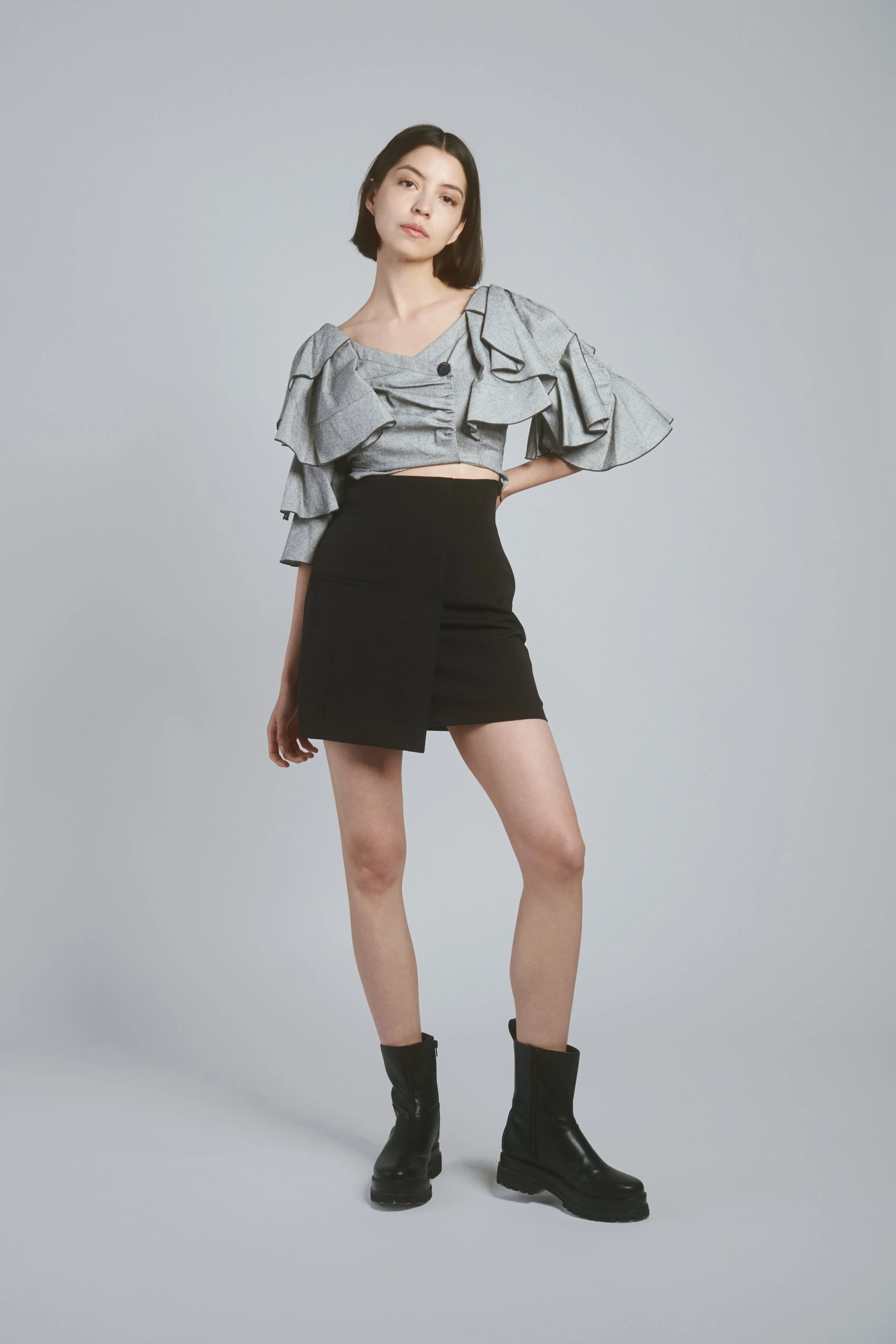 Tiered Ruffles Crop Blouse