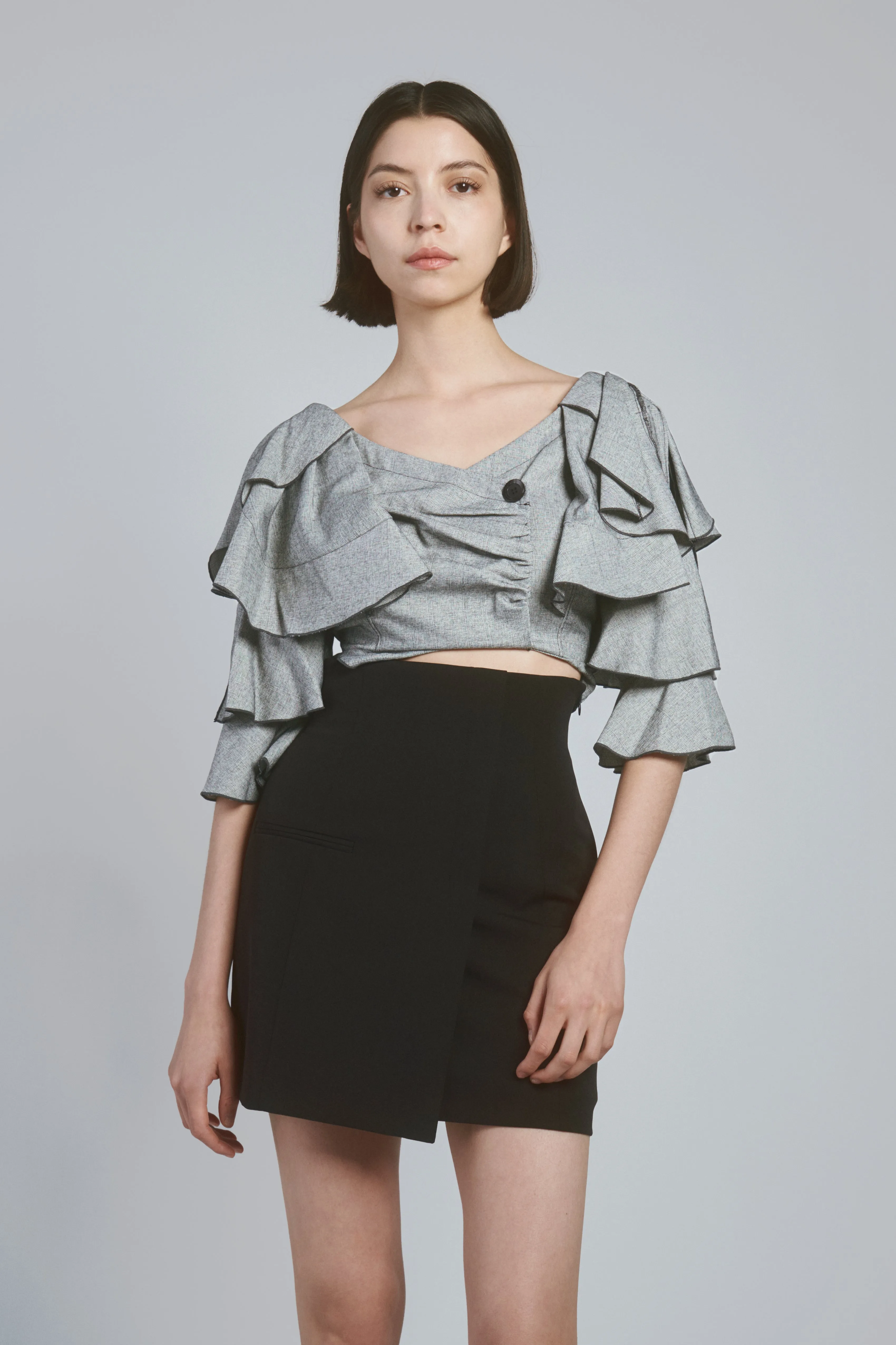 Tiered Ruffles Crop Blouse