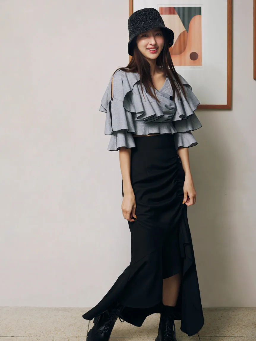 Tiered Ruffles Crop Blouse