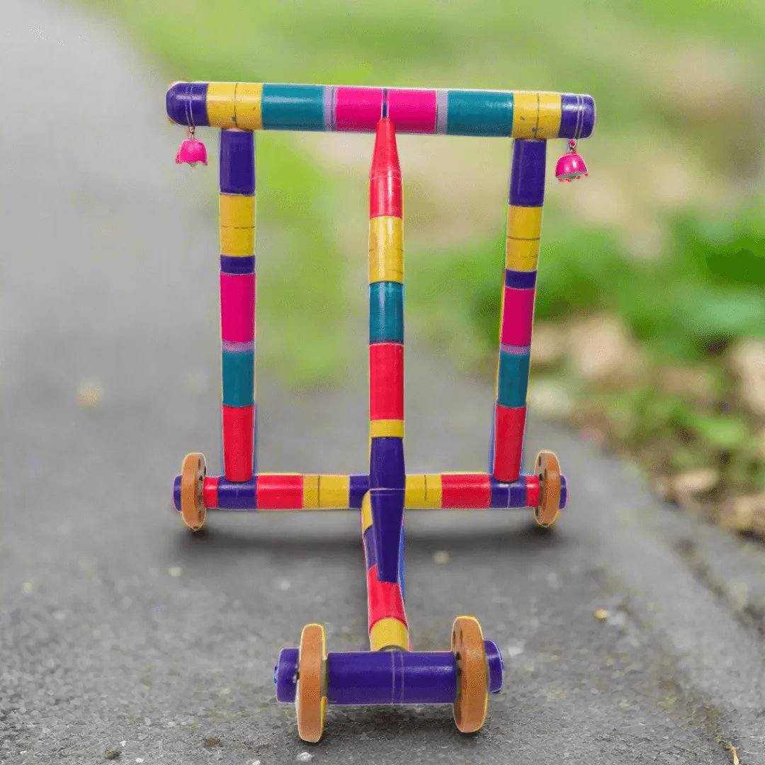 Traditional Wooden Nadavandi Walker for Toddlers Multicolor