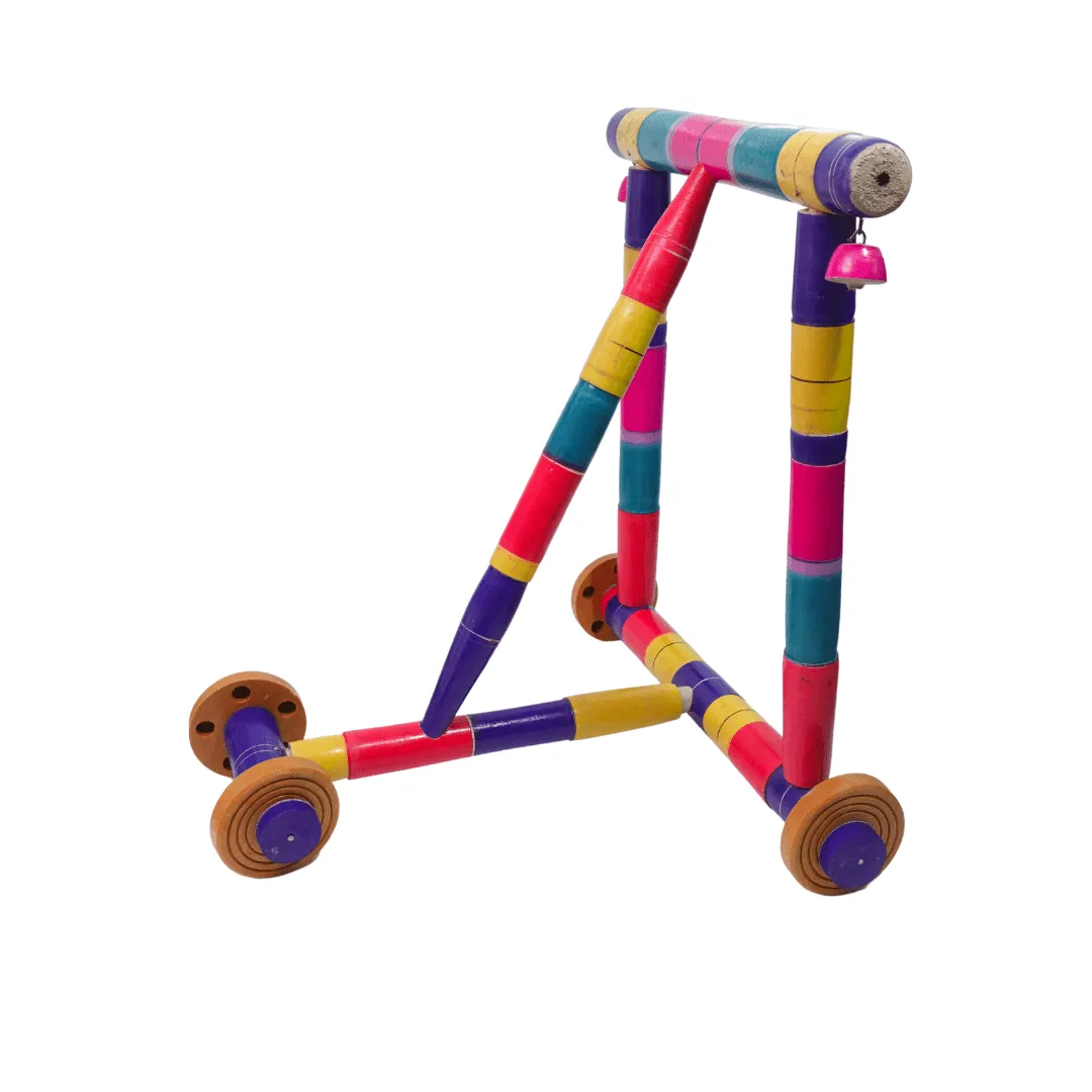 Traditional Wooden Nadavandi Walker for Toddlers Multicolor