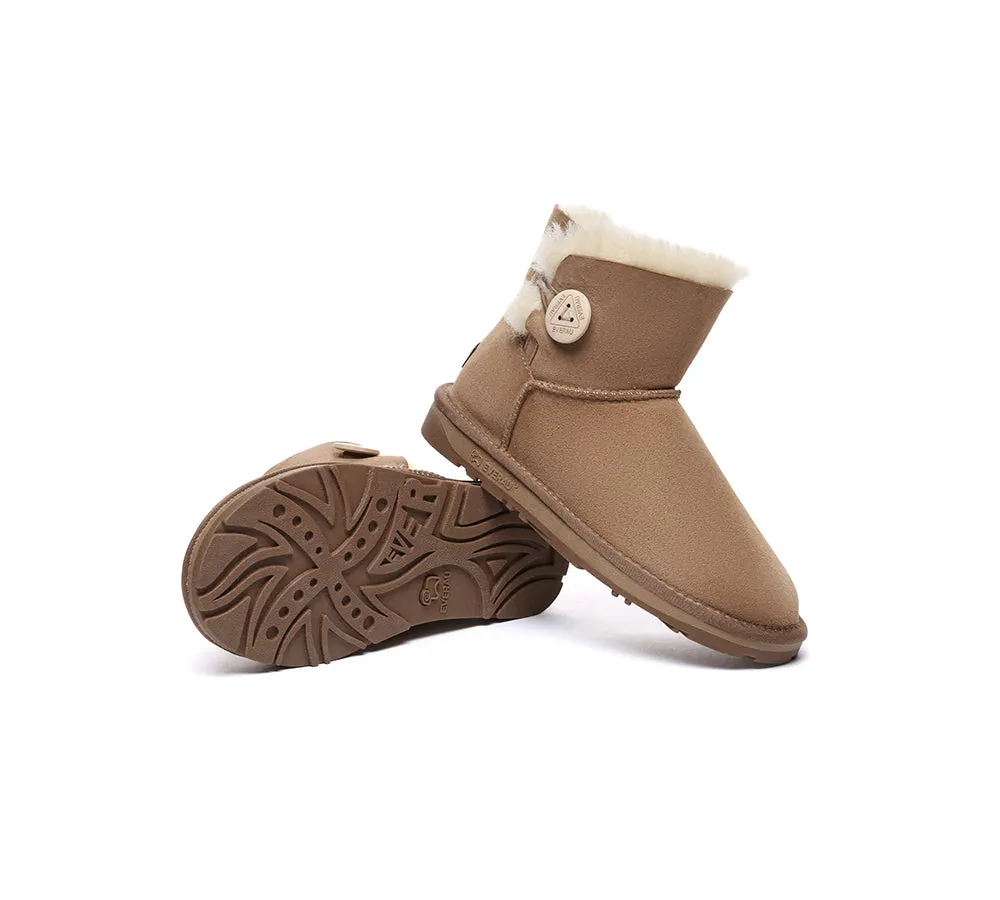 UGG EVERAU® UGG Boots Double Faced Sheepskin Wool Ankle Mini Button