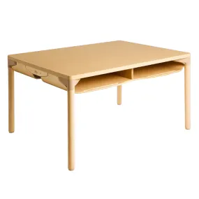 Willowbrook Adjustable Four Person School Desk Extra Storage Natural Wood Finish