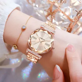 Women's Diamond Mirror Fashion Waterproof Steel Luxury Watch